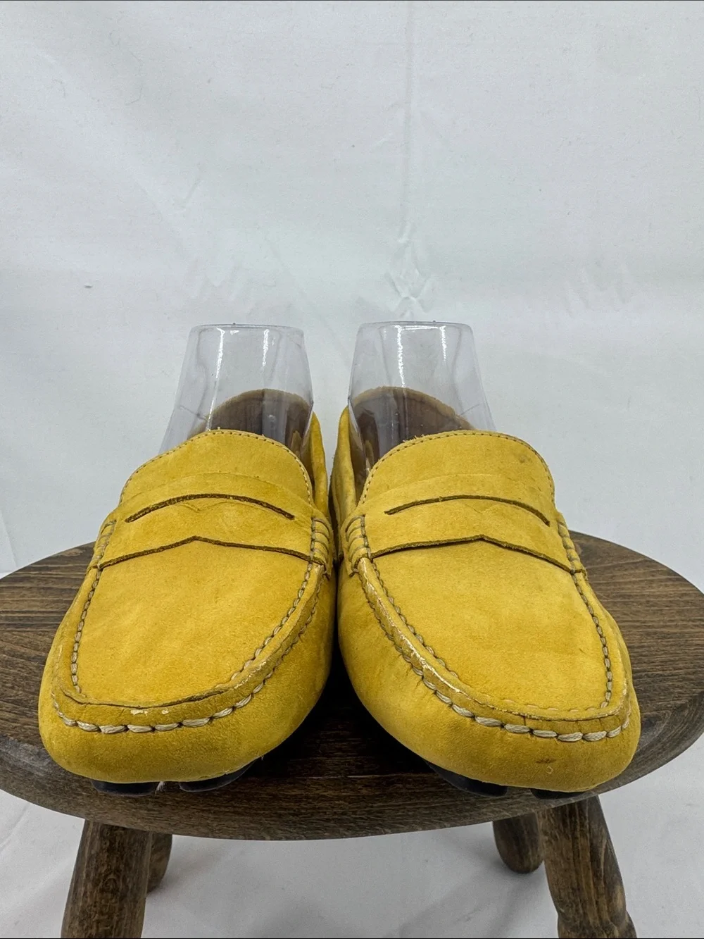 Massimo Matteo Firenze Womens Yellow Leather Driving Mocs Penny Loafers, 7